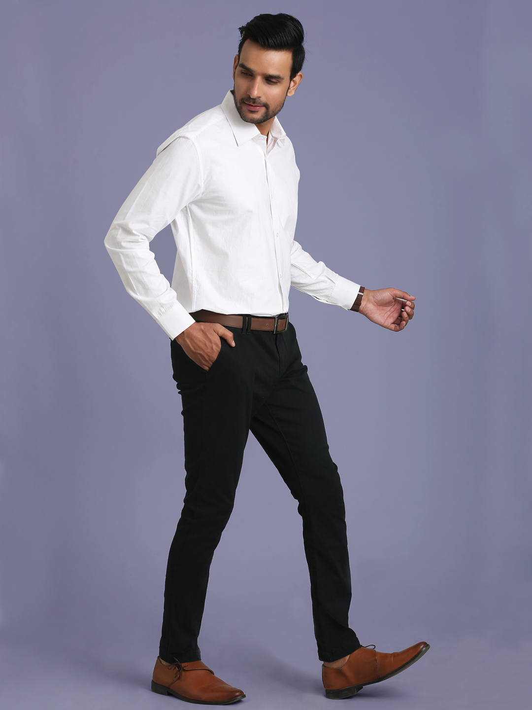 Blue Shirt And White Pant Corporate Uniform For Office