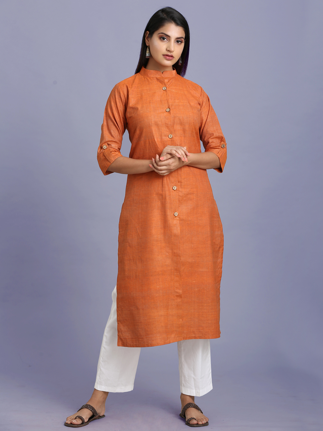 Orange colour outlet kurtis