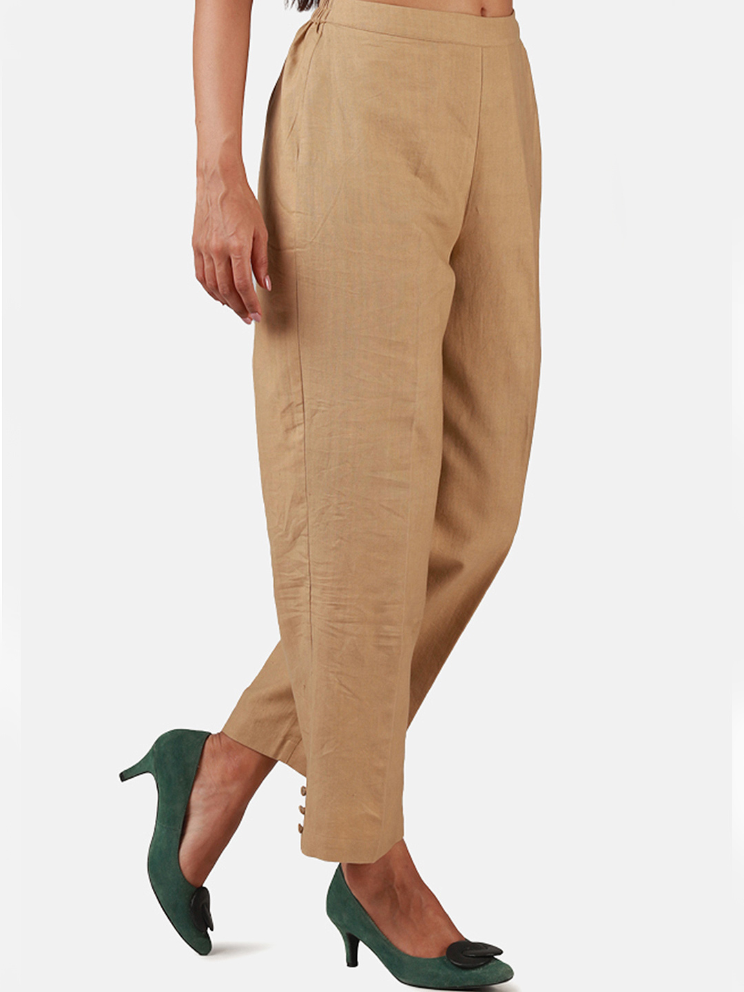 Buy OFF-WHITE CORDUROY CASUAL TROUSER for Women Online in India