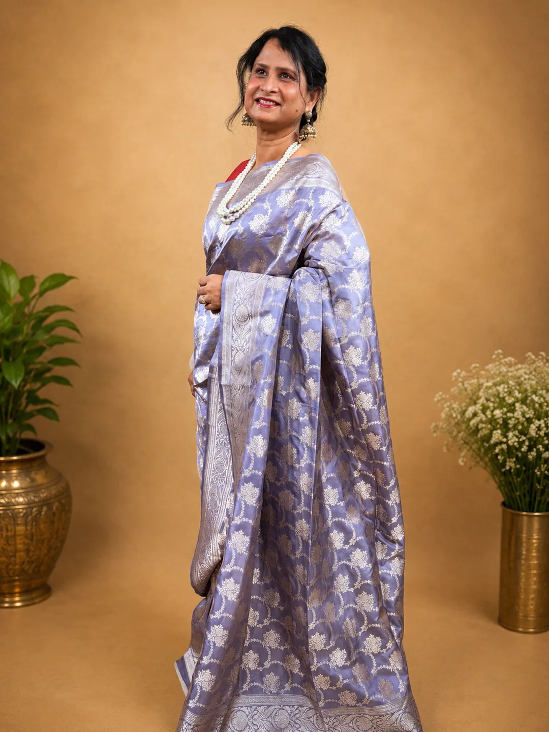 Purple Pure Silk Katan Saree