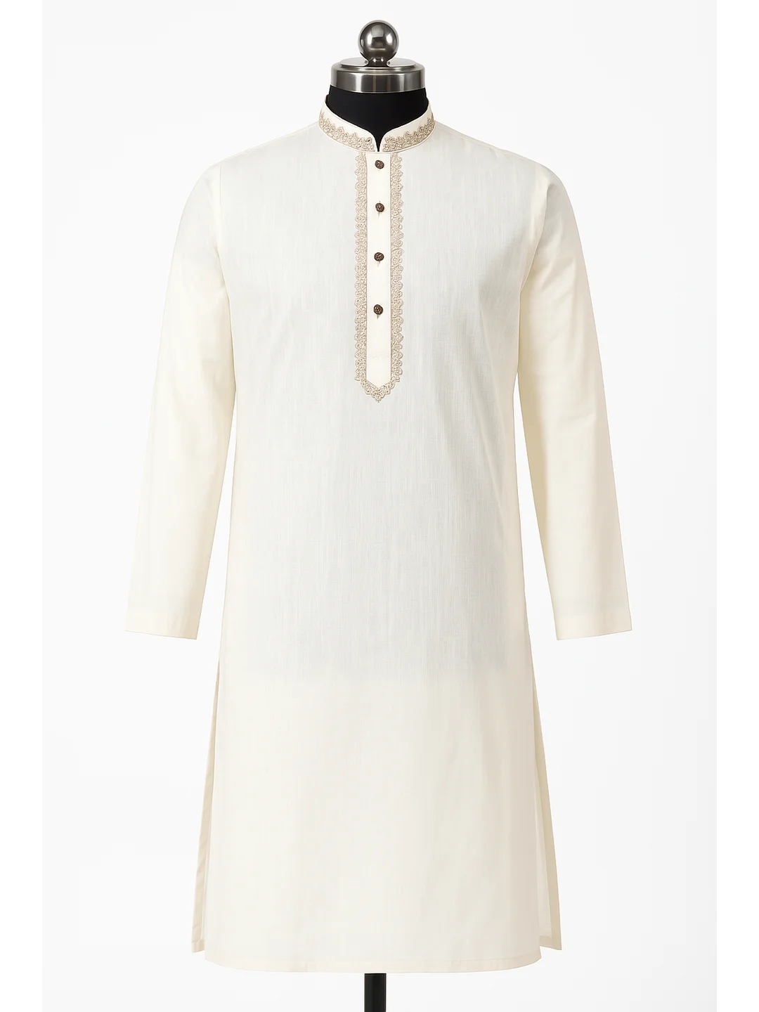 Khadi Cotton  Embroidery Kurta-Beige (D2)