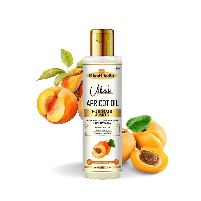 Utkrisht Khadi Apricot Oil For Skin & Hair | Pure & Natural Oil for Hair Growth, Strengthening & Scalp-100ML