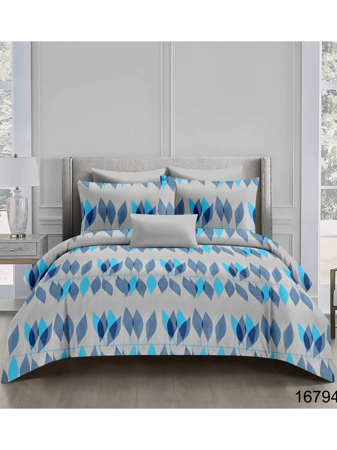 100% cotton Bedsheet-Blue & Grey-90X100