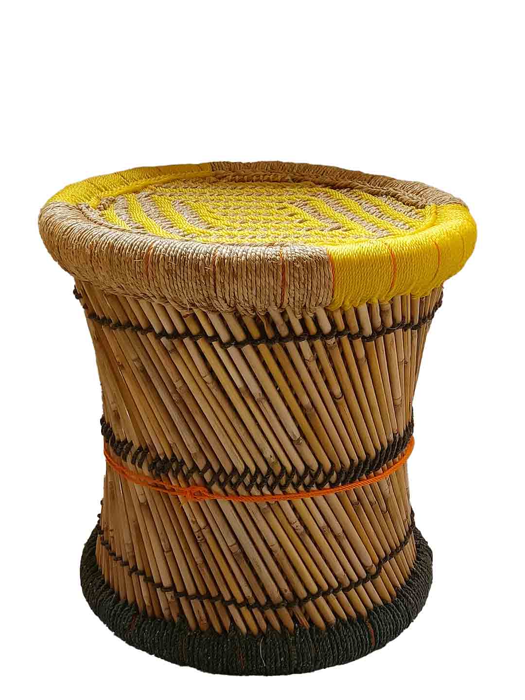 Handcrafted Moonj Elegant Full Muddha Yellow - 43 cm X 43 cm X 40 cm