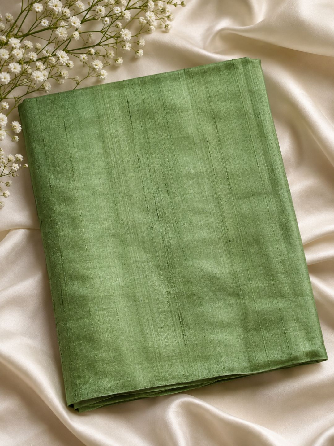 Resham Katiya Silk Handloom Fabric – Pistachio Olive (44 Inch Width)
