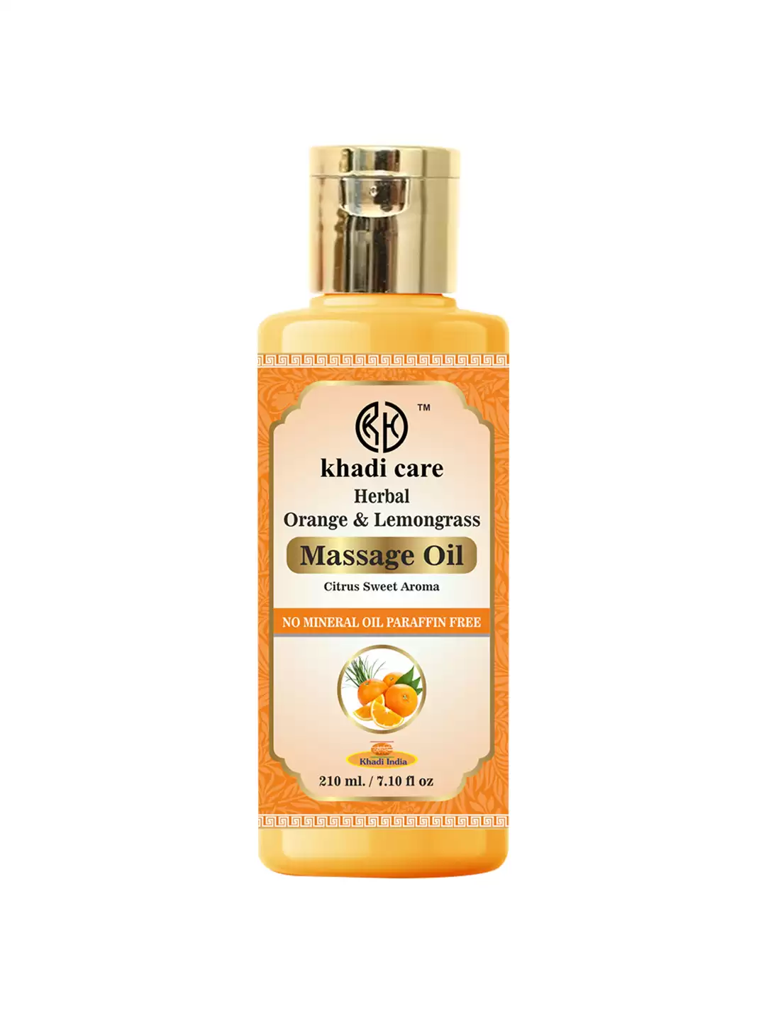 Khadi Care Herbal Orange & Lemongrass Massage Oil Paraffin-Mineral Oil Free - 210ml