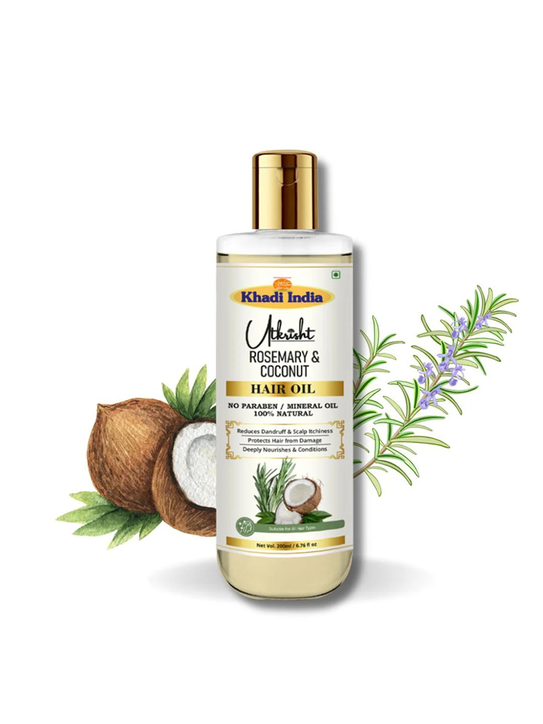 Utkrisht Khadi Rosemary & Coconut Hair Oil Ultimate Hair Repair and Growth Treatment-200ML