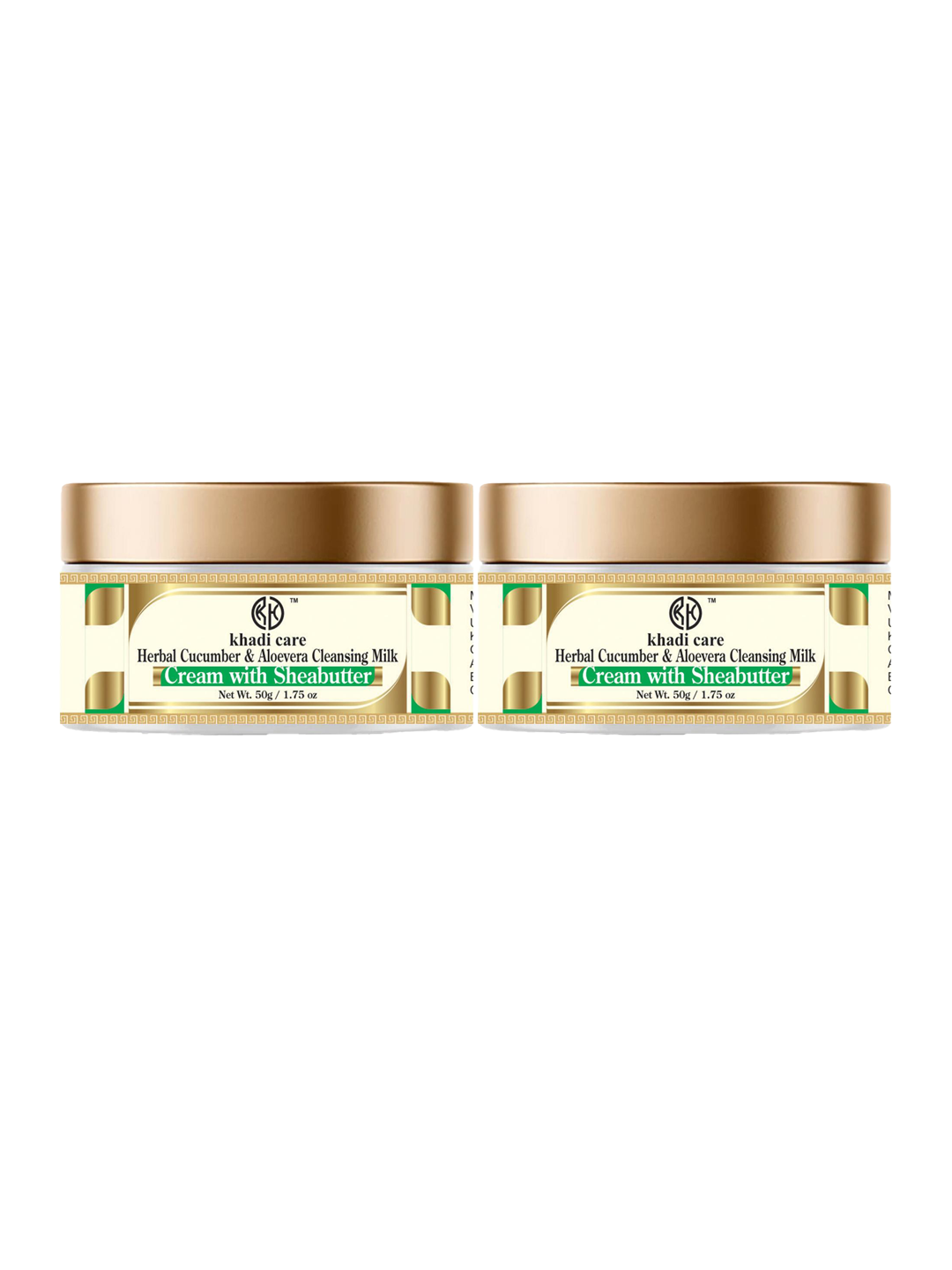 Khadi Care Herbal Cucumber & Aloevera Cleansing Milk Cream With Sheabutter (50g Each) Pack of 2