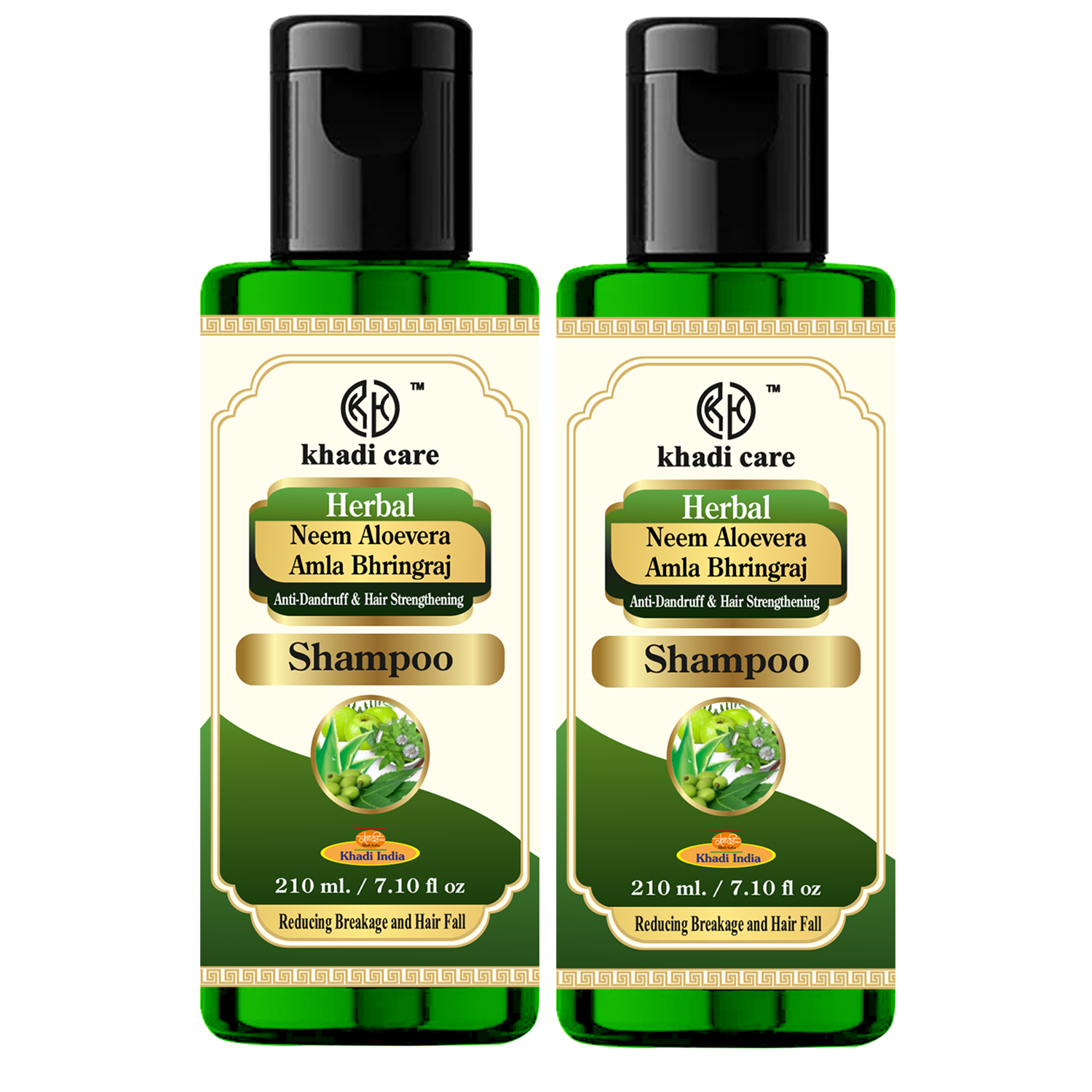 Khadi Care Herbal Neem, Aloevera, Amla & Bhringraj Shampoo 210ml Each Pack of 2