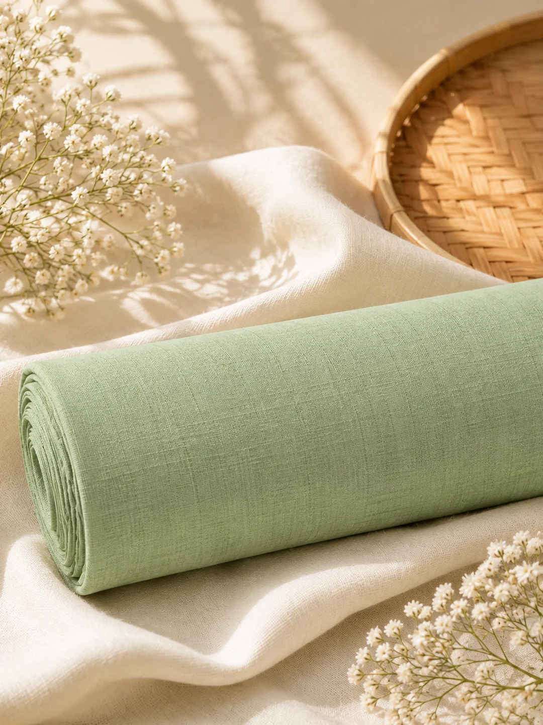 Khadi Cotton Mint Green Fabric – 44 Inch Width Handloom Fabric