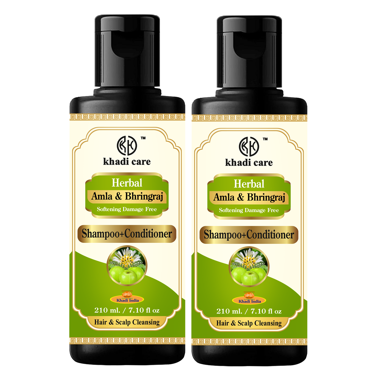 Khadi Care Herbal Amla Bhringraj Shampoo & Conditioner 210ml Each Pack of 2