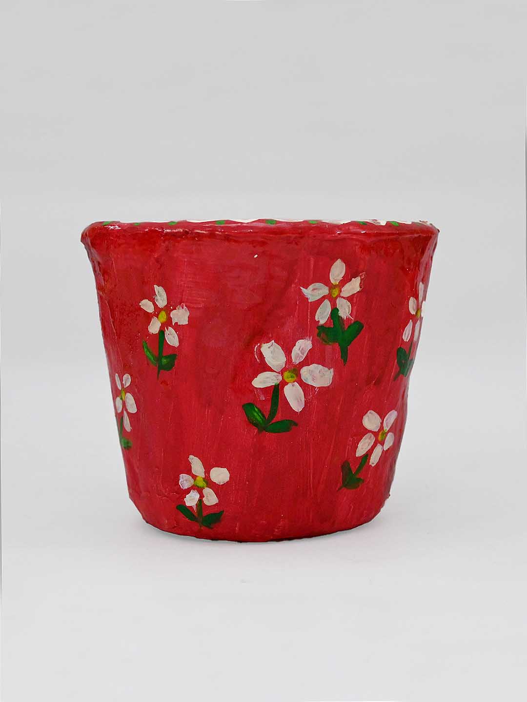 Handcrafted & Handpainted Paper Clay Floral Table Top Planter