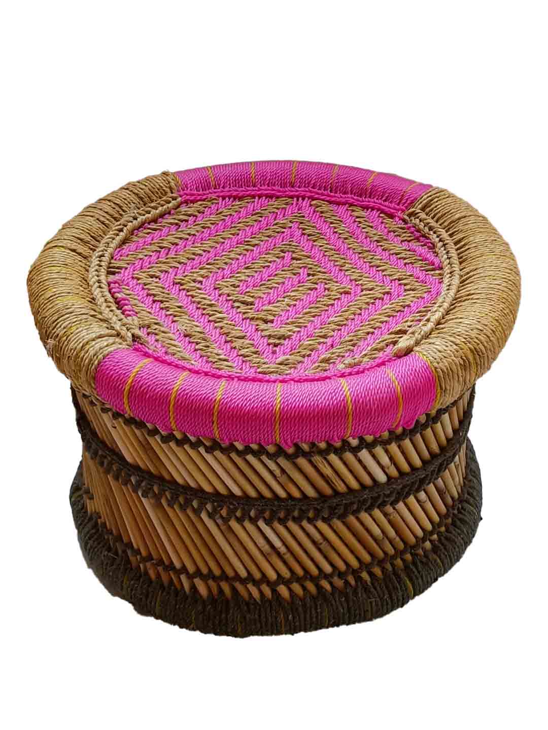 Handcrafted Moonj Muddha Half Size Pink 35 cm X 35 cm X 28 cm