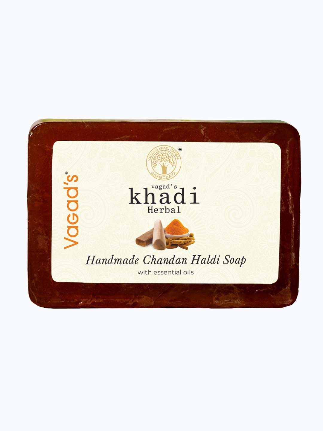 Vagad's Khadi Chandan & Haldi Herbal & Handmade Soap - 125 Gm