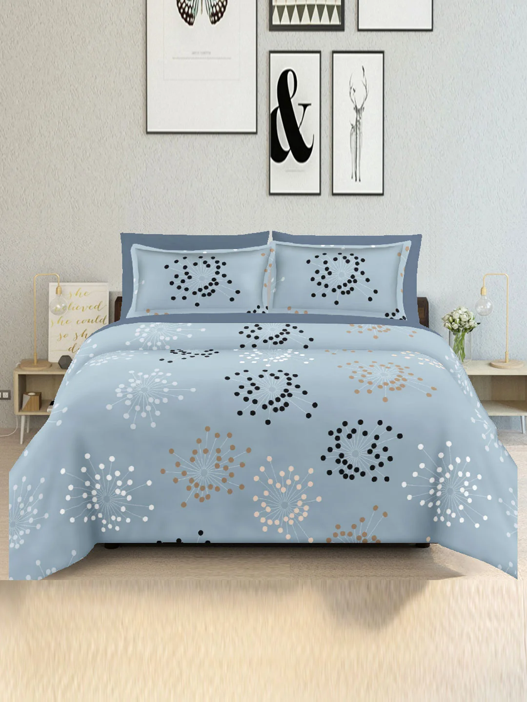 100% Cotton Sateen weave Bedsheet-Grey-90x100