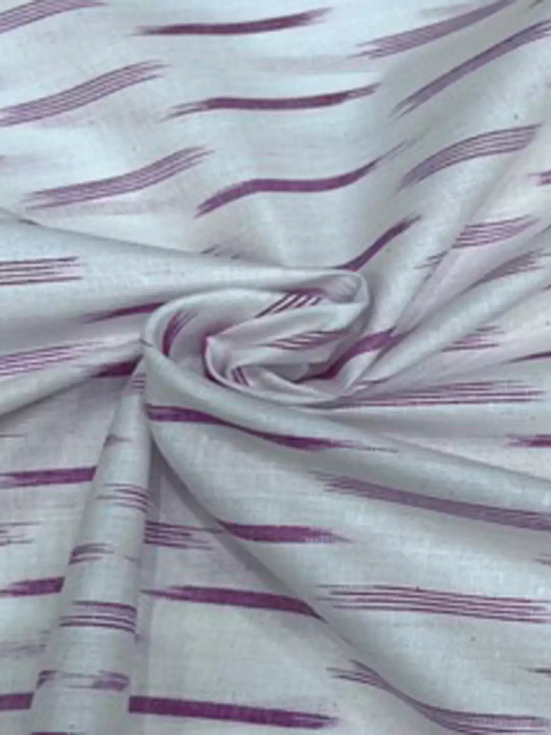 Khadi Cotton Ikat Handloom Fabric OFF WHITE WITH PINK WEAVE LINE IKAT FABRIC-44 Inches(151)