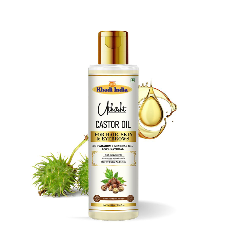 Utkrisht Khadi Pure Castor Oil For Hair Growth Deep Hydration for Hair, Skin & Nails-100ML