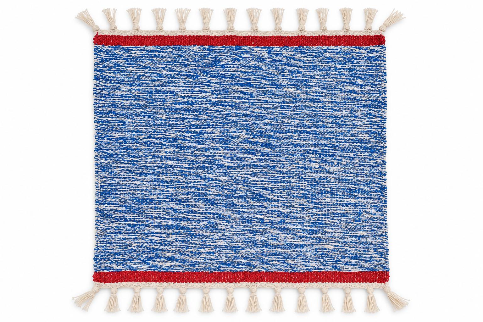 Cotton Dari Aasan Blue & White Textured with Red Border
