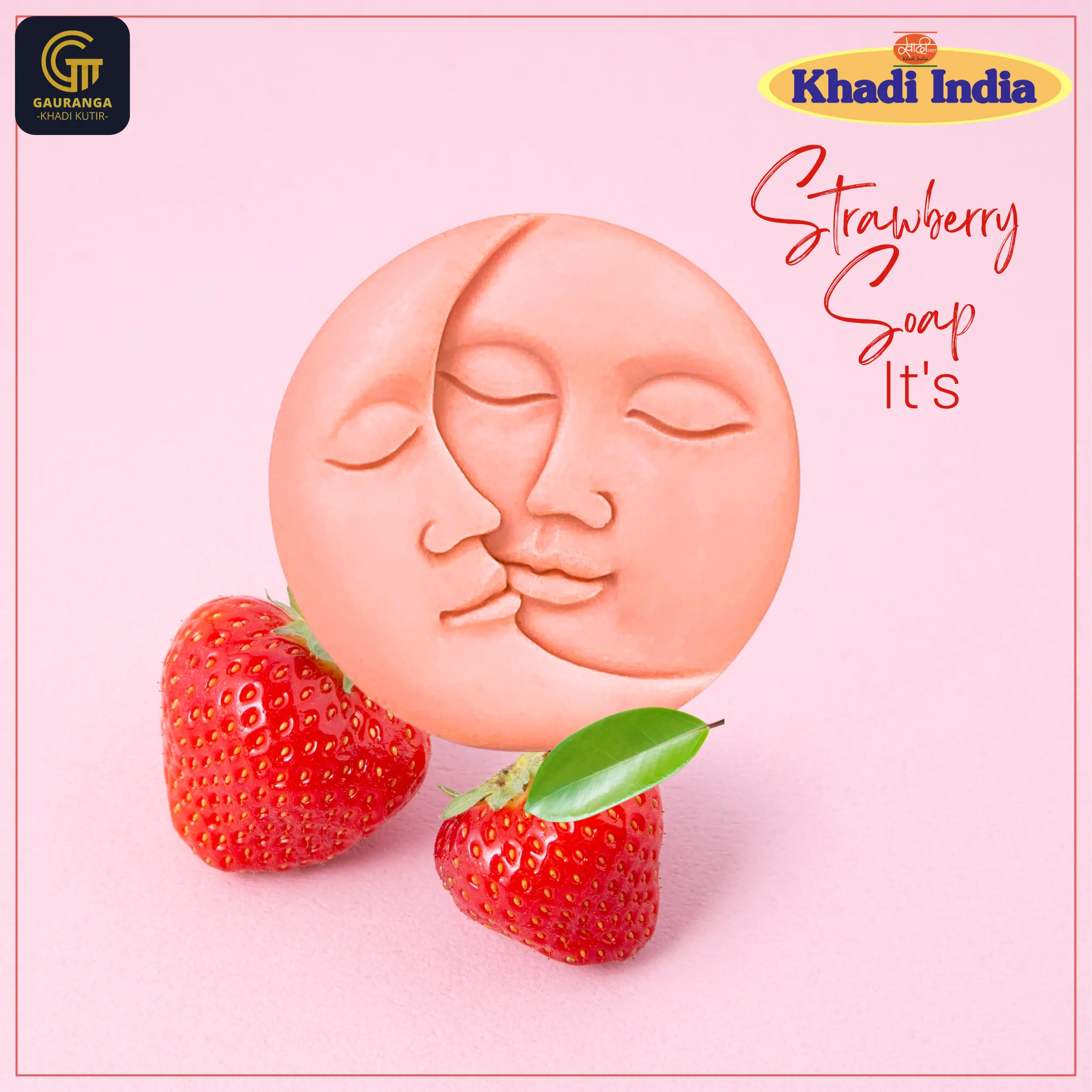 Gauranga Khadi Kutir Strawberry Soap Herbal & Handmade
