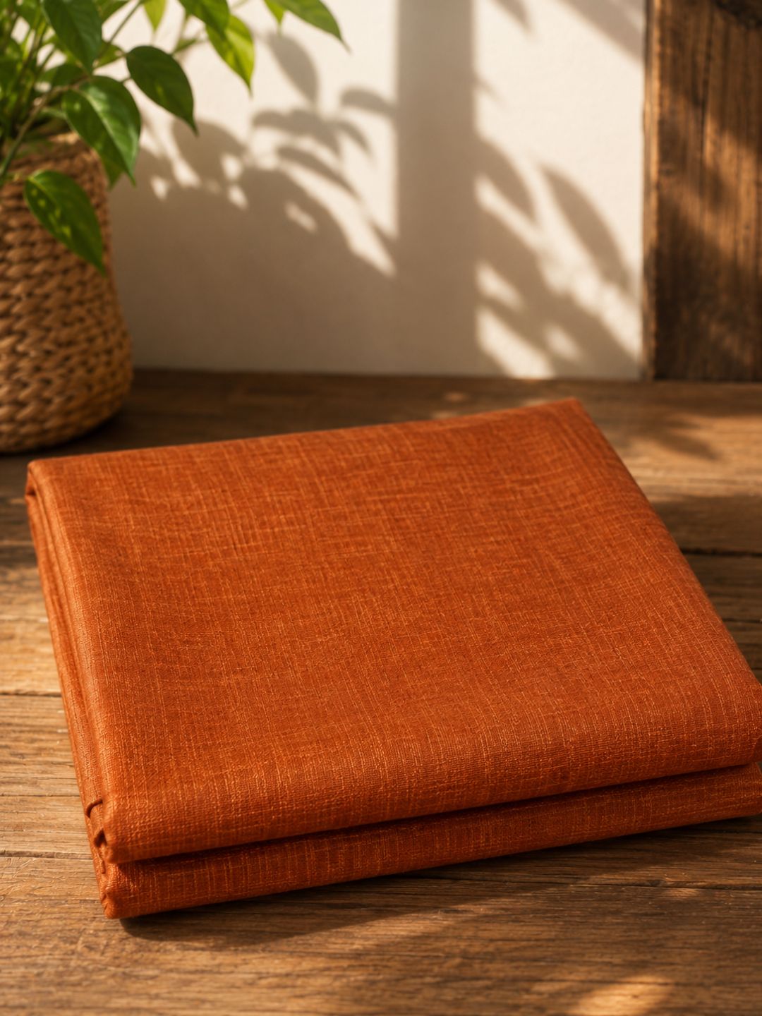 Desi Resham Matka Silk Handloom Fabric – Rust Orange (44 Inch Width)