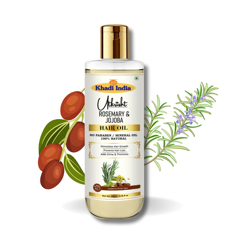 Utkrisht Khadi Rosemary & Jojoba Oil Nourishing Hair Growth Oil for Stronger, Healthier Locks- 200ML