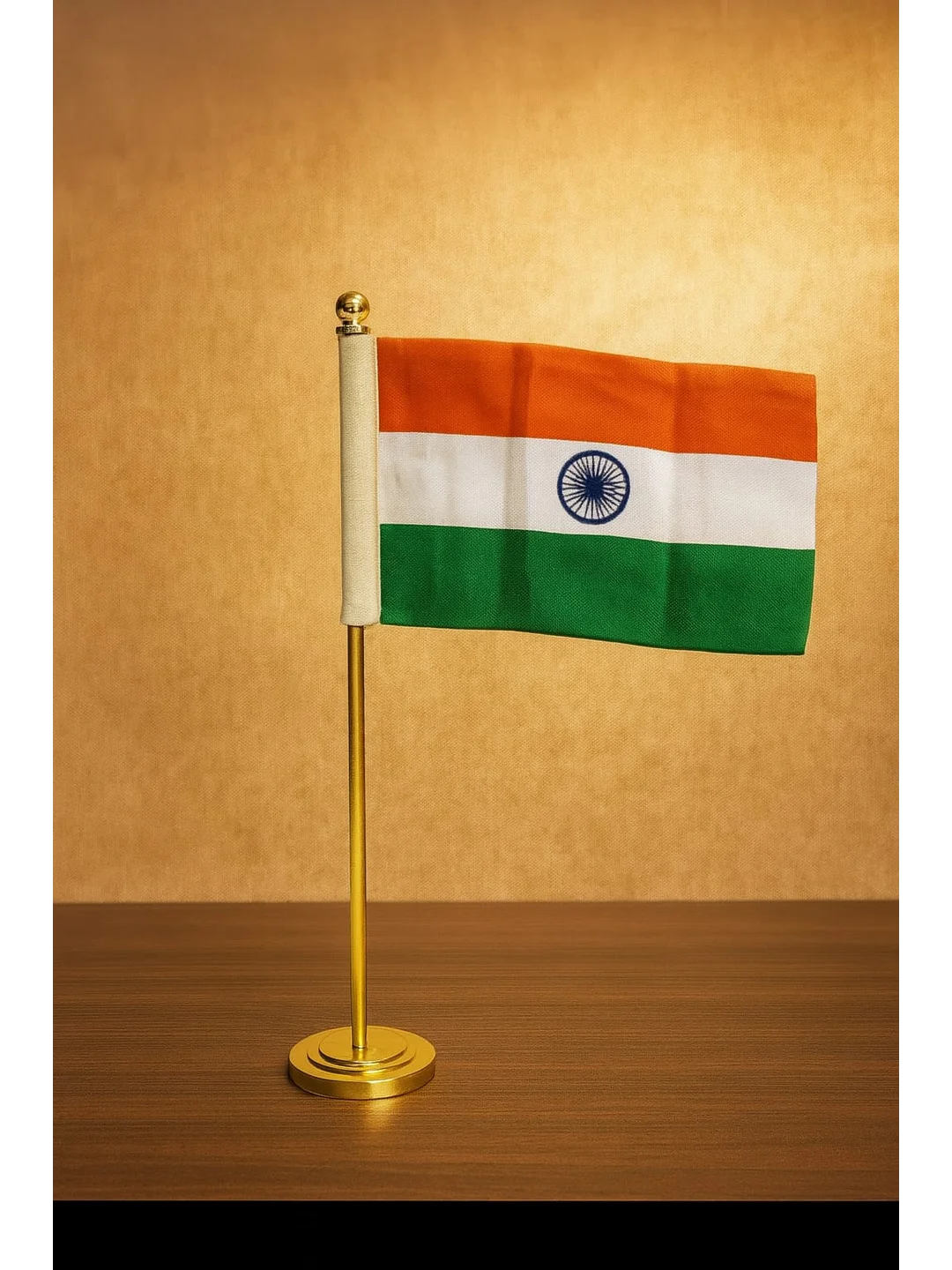 INDIAN NATIONAL FLAG NORMAL 4\" X 6\" with Stand Height 12 cm  TF-02
