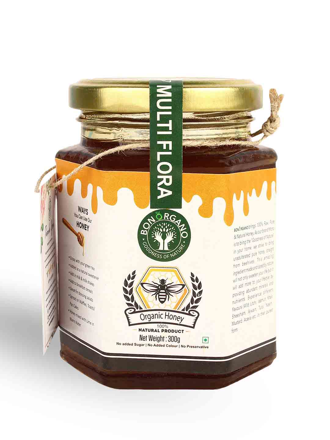 Bon Organo Multi Flora Natural Honey Raw & Organic - 300 gm