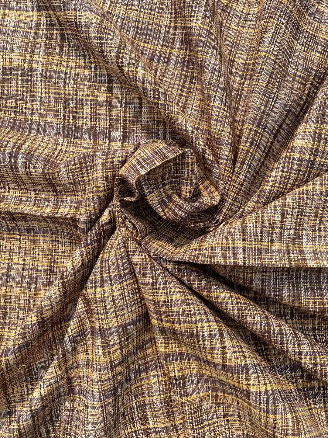 Brown with purple strikes Khadi Cotton Fabric-Width- 34 Inches