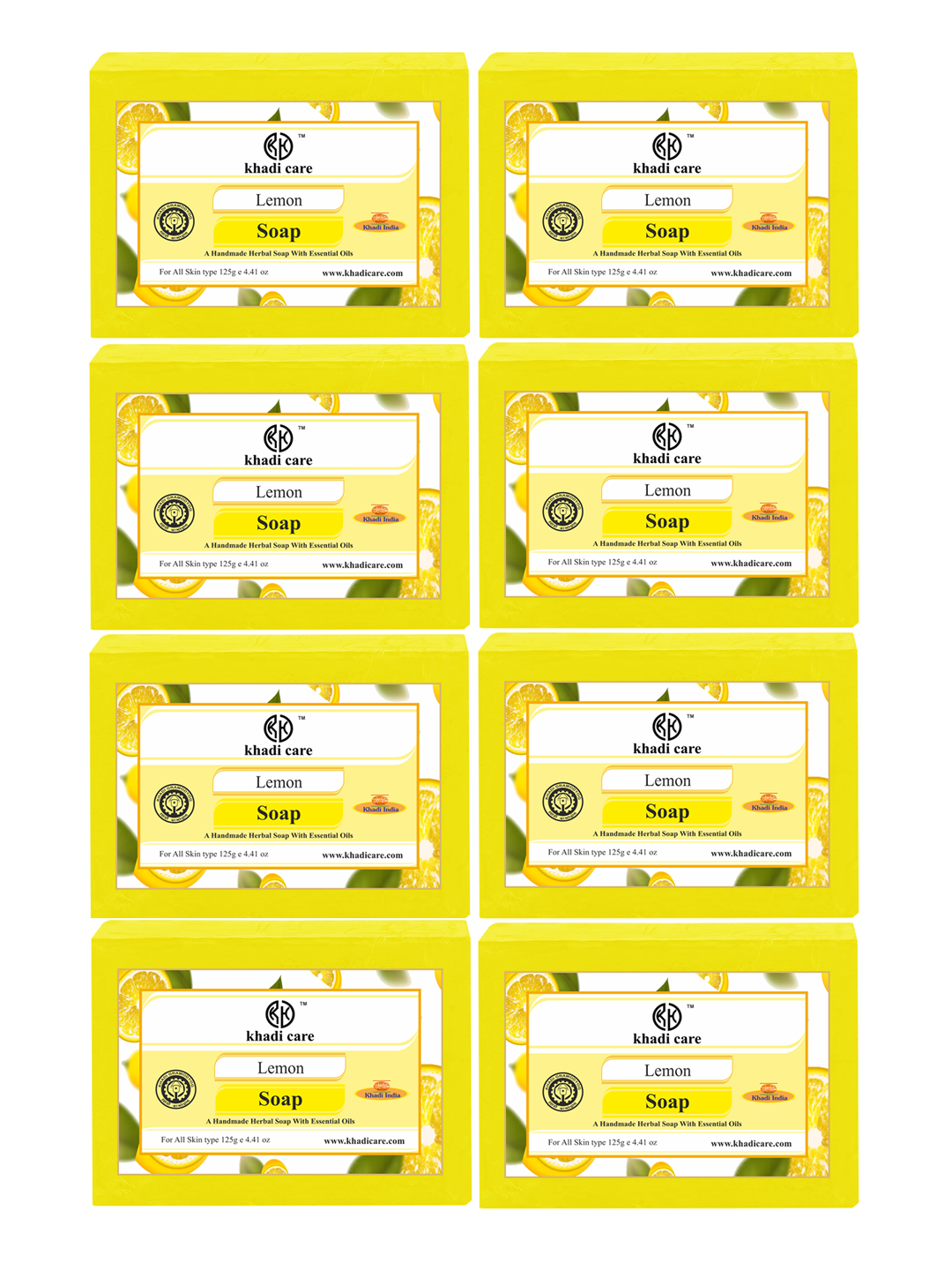 Khadi Care Herbal Lemon Soap (125g Each) Pack of 8