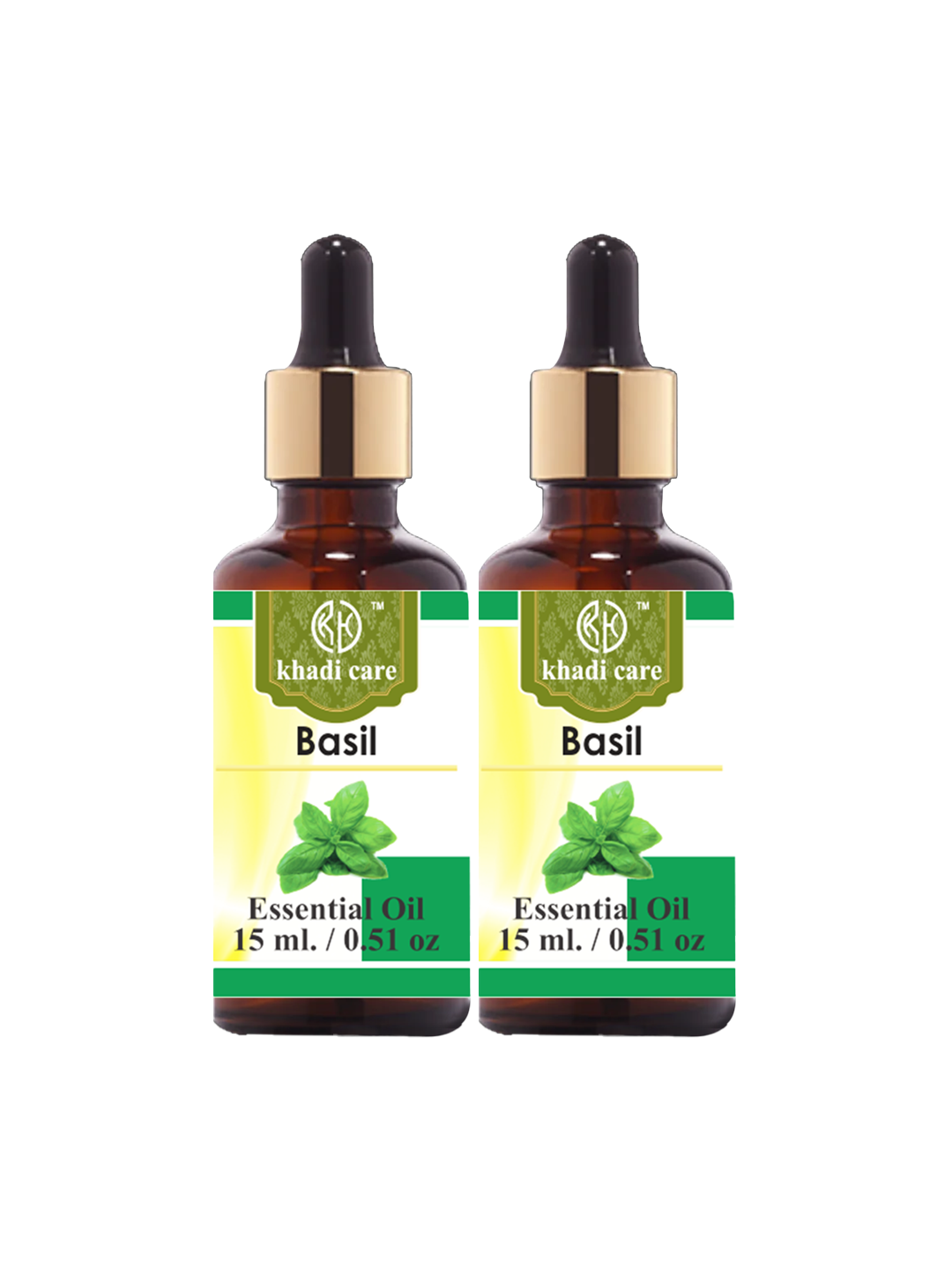 Khadi Care Herbal Basil Essential Oil (15ml Each) Pack of 2