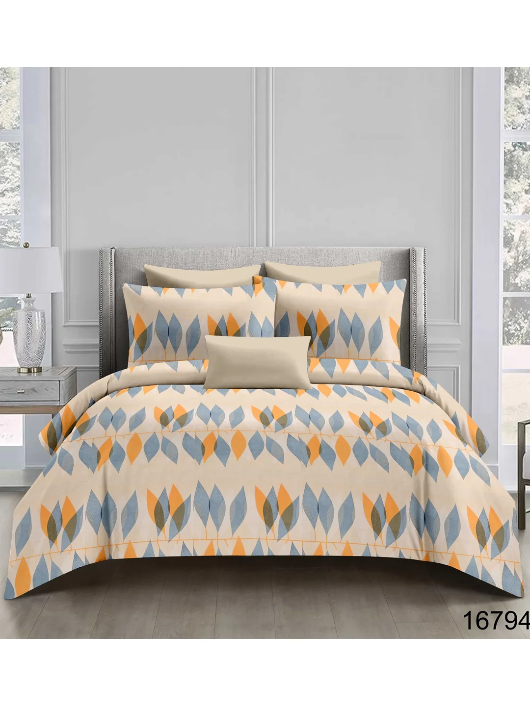 100% cotton Bedsheet-Peach & Grey- 90X100