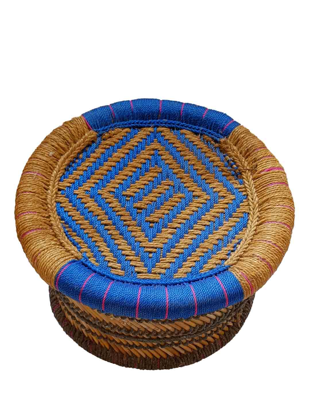 Handcrafted Moonj Elegant Designer Half Size Muddha Blue - 35 cm X 35 cm X 28 cm