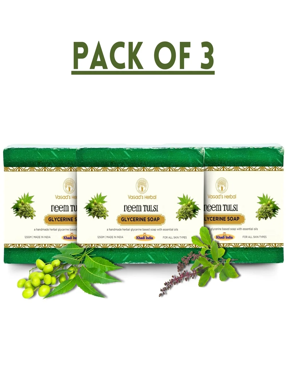 VAGAD'S Neem Tulsi Soap for Deep Cleansing & Skin Purifying Care 375gm