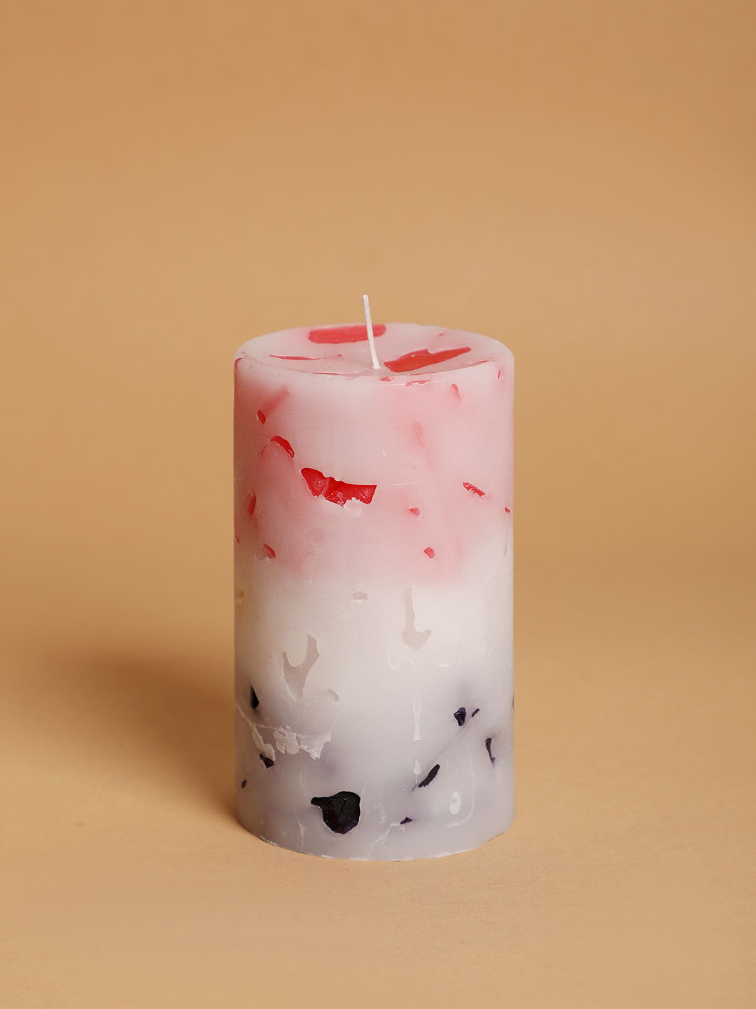 Rose Scented Hand Poured Pillar Candle - Multi Chunk