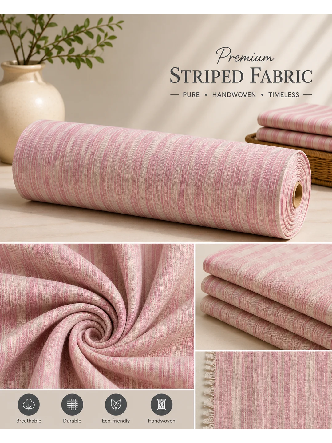 Khadi Cotton Blush Pink Fabric – 44 Inch Width Handloom Fabric