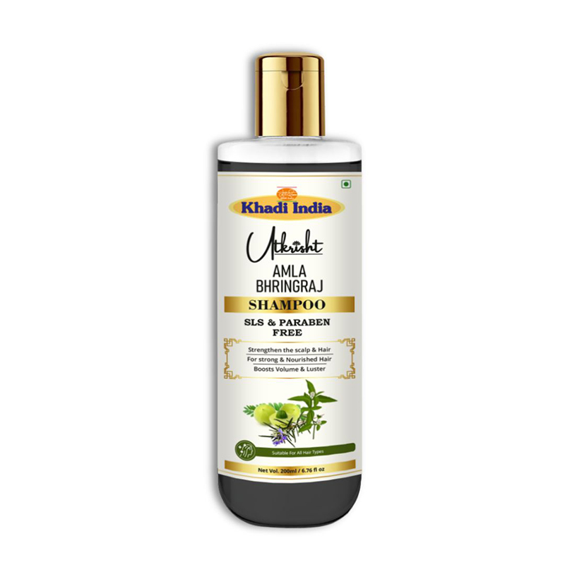 Utkrisht Khadi Amla Bhringraj & Rosemary Hair Shampoo For Controlling Dandruff & Hair fall | Paraben & SLS Free - 200ML