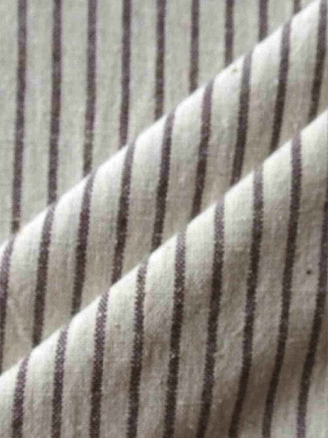 Light Grey white stripes  handspun handwoven cotton fabric