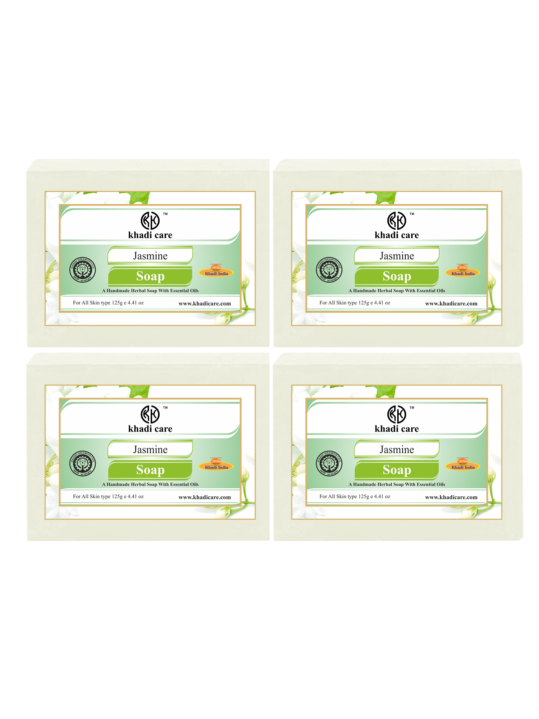 Khadi Care Herbal Jasmine Soap (125g Each) Pack of 4