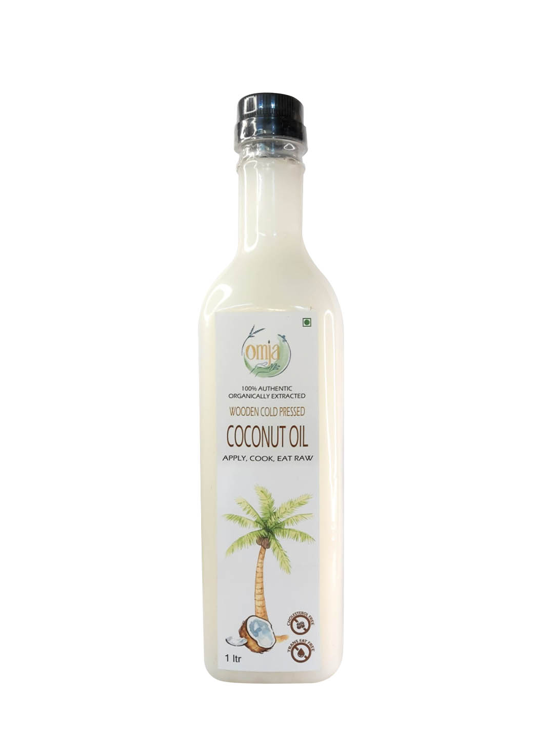 Khadi Wooden Cold Pressed Coconut Oil by Omja-1 Ltr (910gm)