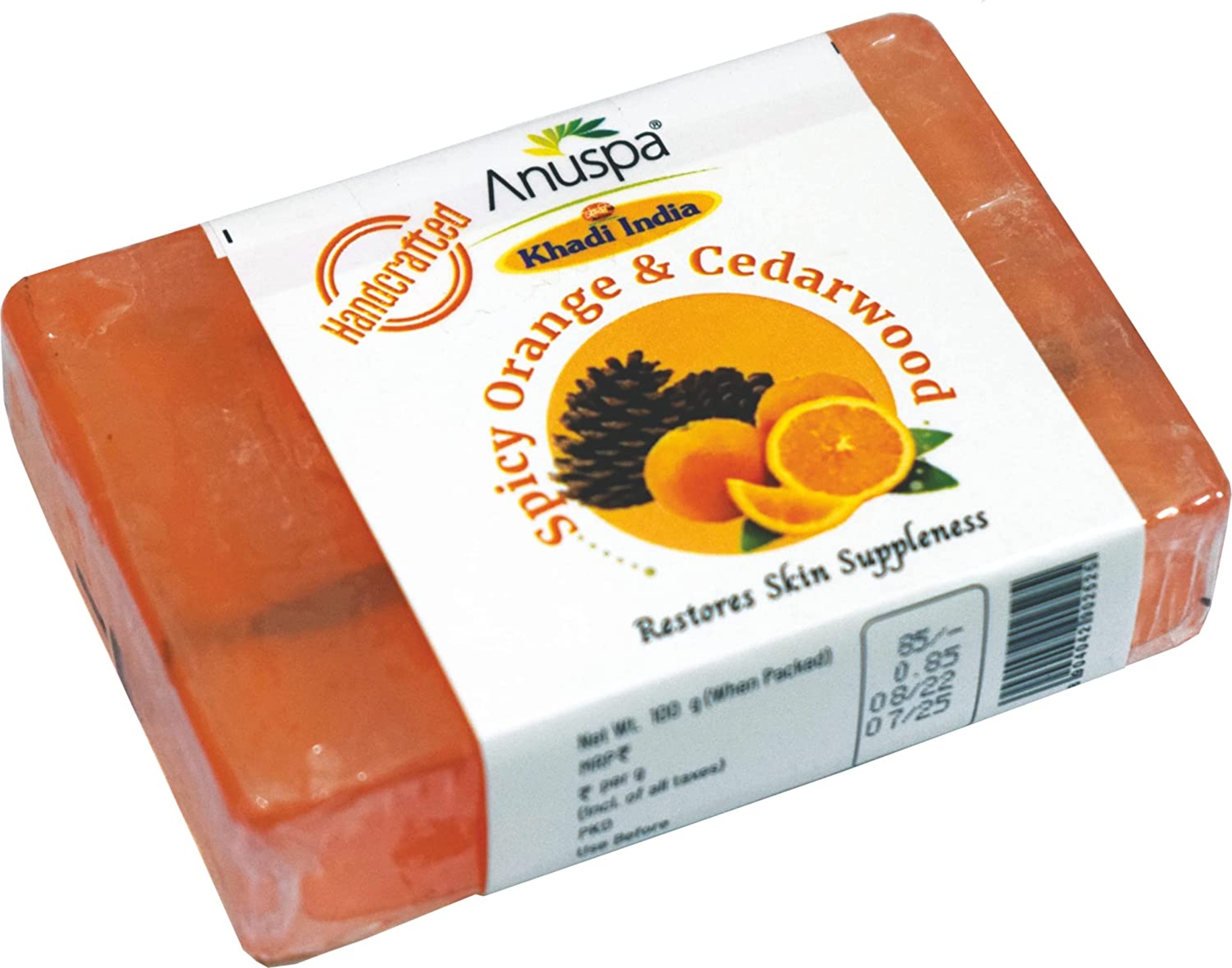 Anuspa Khadi Handcrafted Herbal Spicy Orange & Cedarwood Soaps