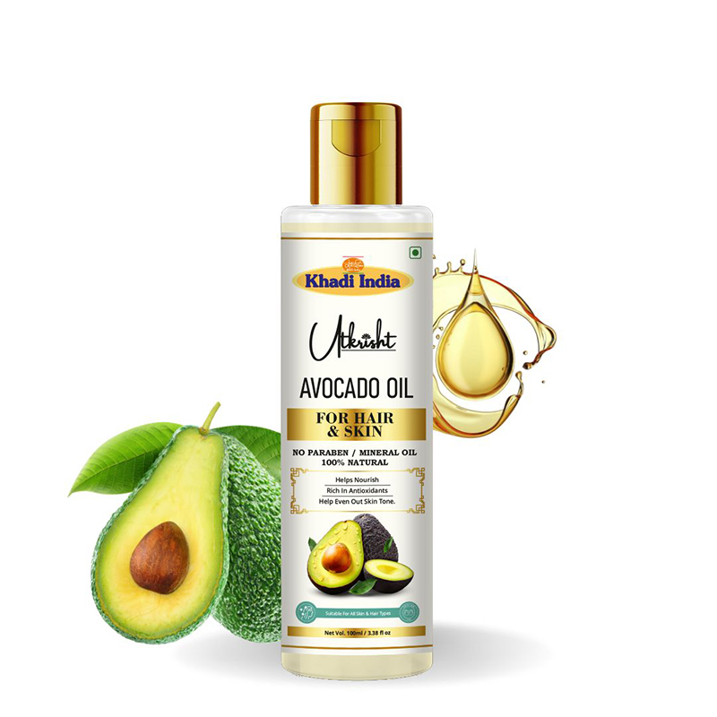 Utkrisht Khadi Avocado Oil Ideal for Moisturizing, Anti-Aging, and Hair Growth- 100ML