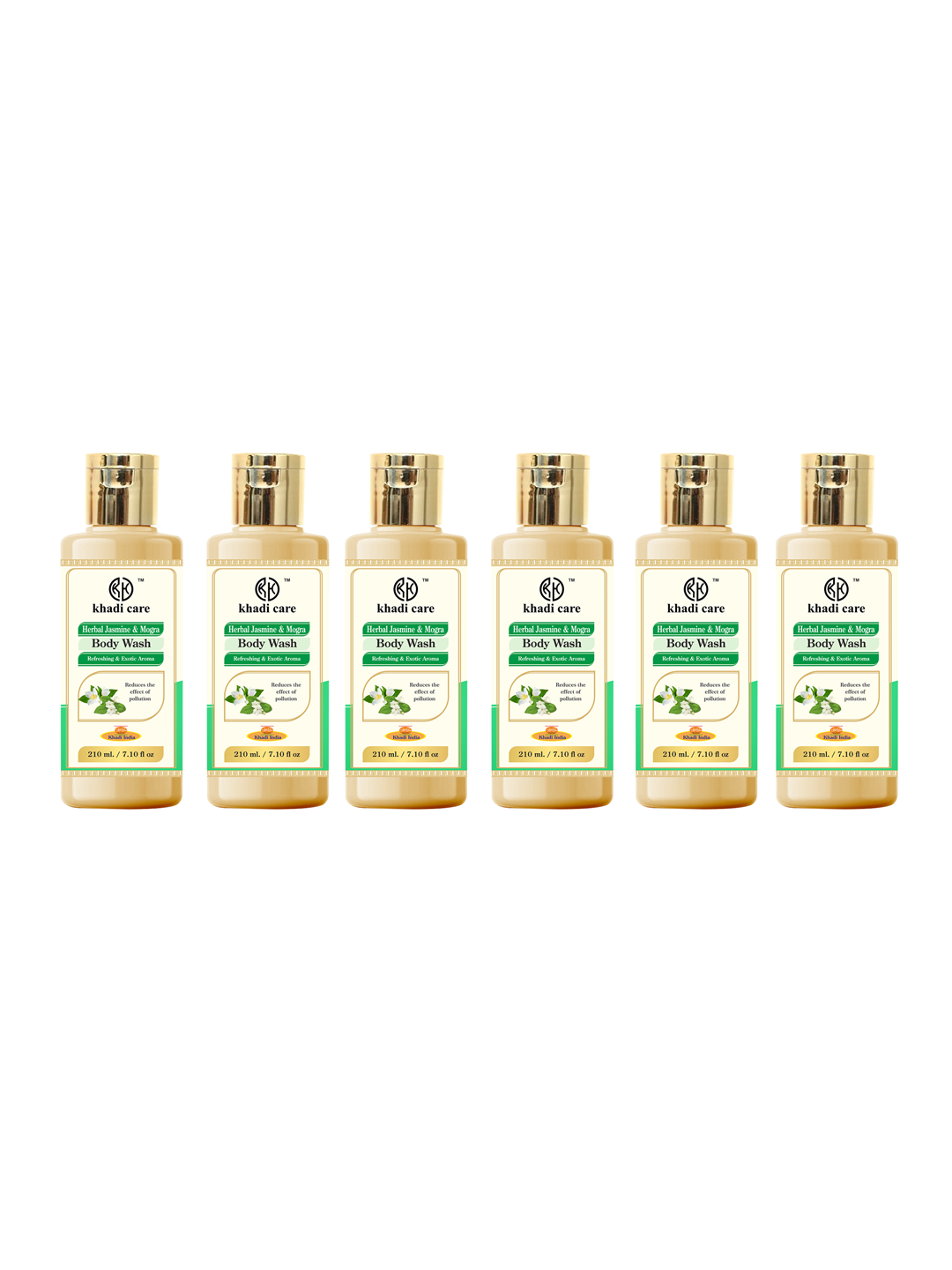 Khadi Care Herbal Jasmine & Mogra Body Wash (210ml Each) Pack of 6