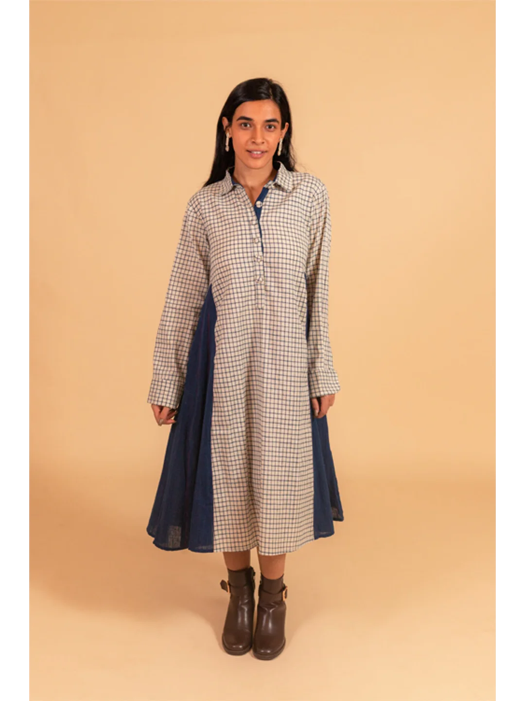 SIDE KALI CASCADE LONG SHIRT DRESS