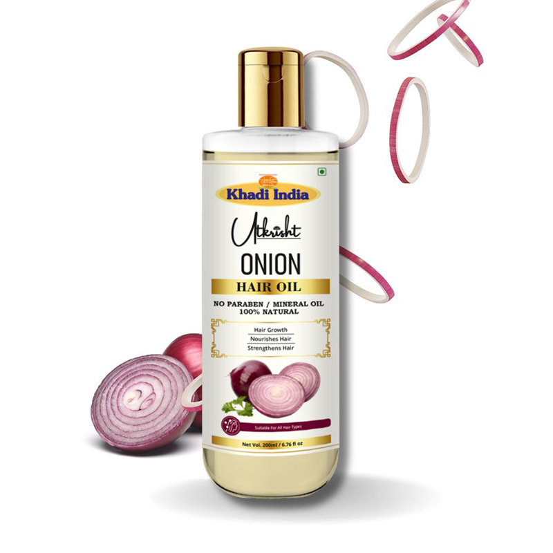 Utkrisht Khadi Onion Hair Oil for Hair Growth - Natural and Organic Hair Treatment for Thicker, Stronger Hair- 200ML