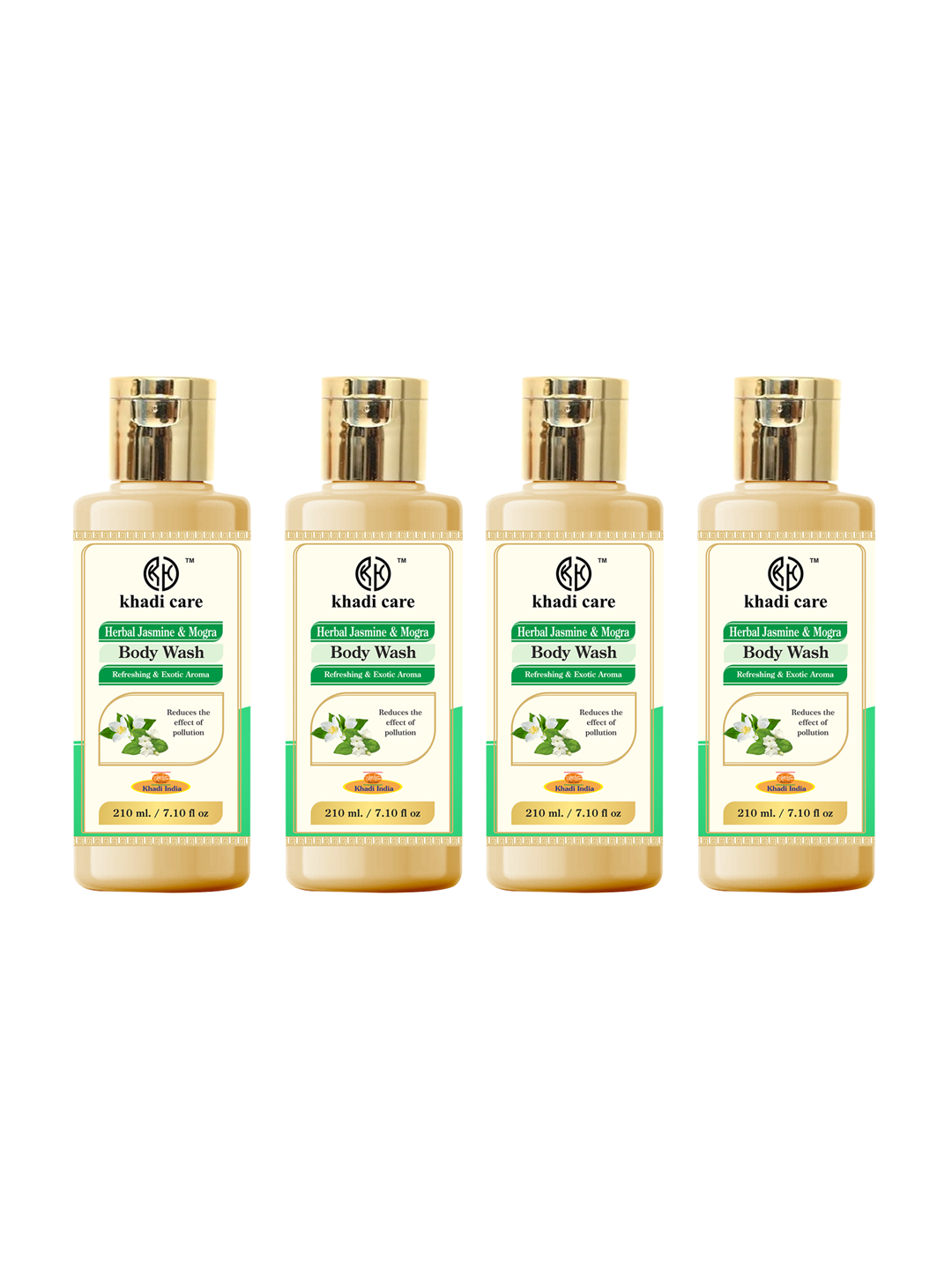Khadi Care Herbal Jasmine & Mogra Body Wash (210ml Each) Pack of 4