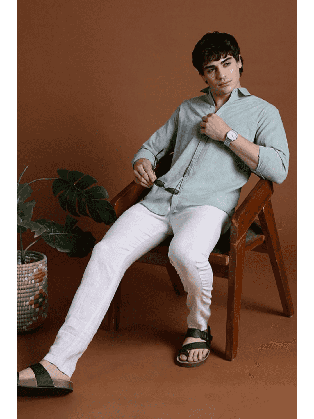 40s Single Thread Greenish Khadi Shirt – Handspun & Handwoven 100% Pure Cotton | Lightweight, Natural Comfort, Traditional Craft Meets Modern Style