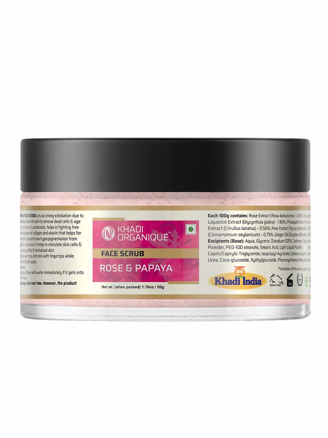 Khadi Organique Rose & Papaya Face scrub - 50 Gm