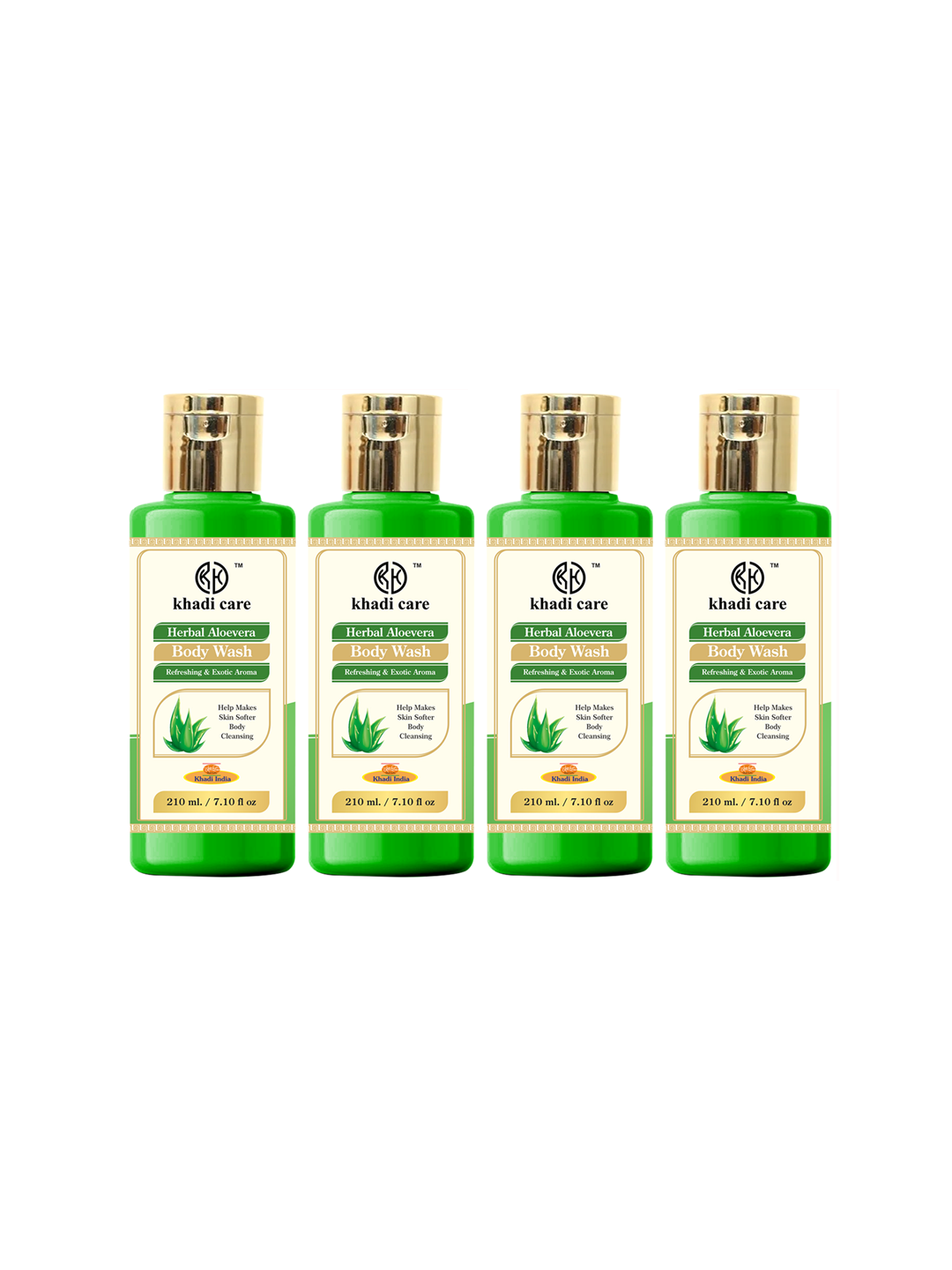 Khadi Care Herbal Aloevera Body Wash (210ml Each) Pack of 4