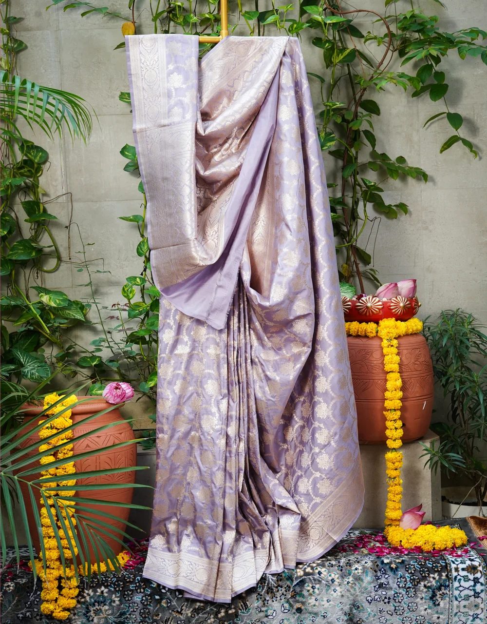 Purple Pure Silk Katan Saree