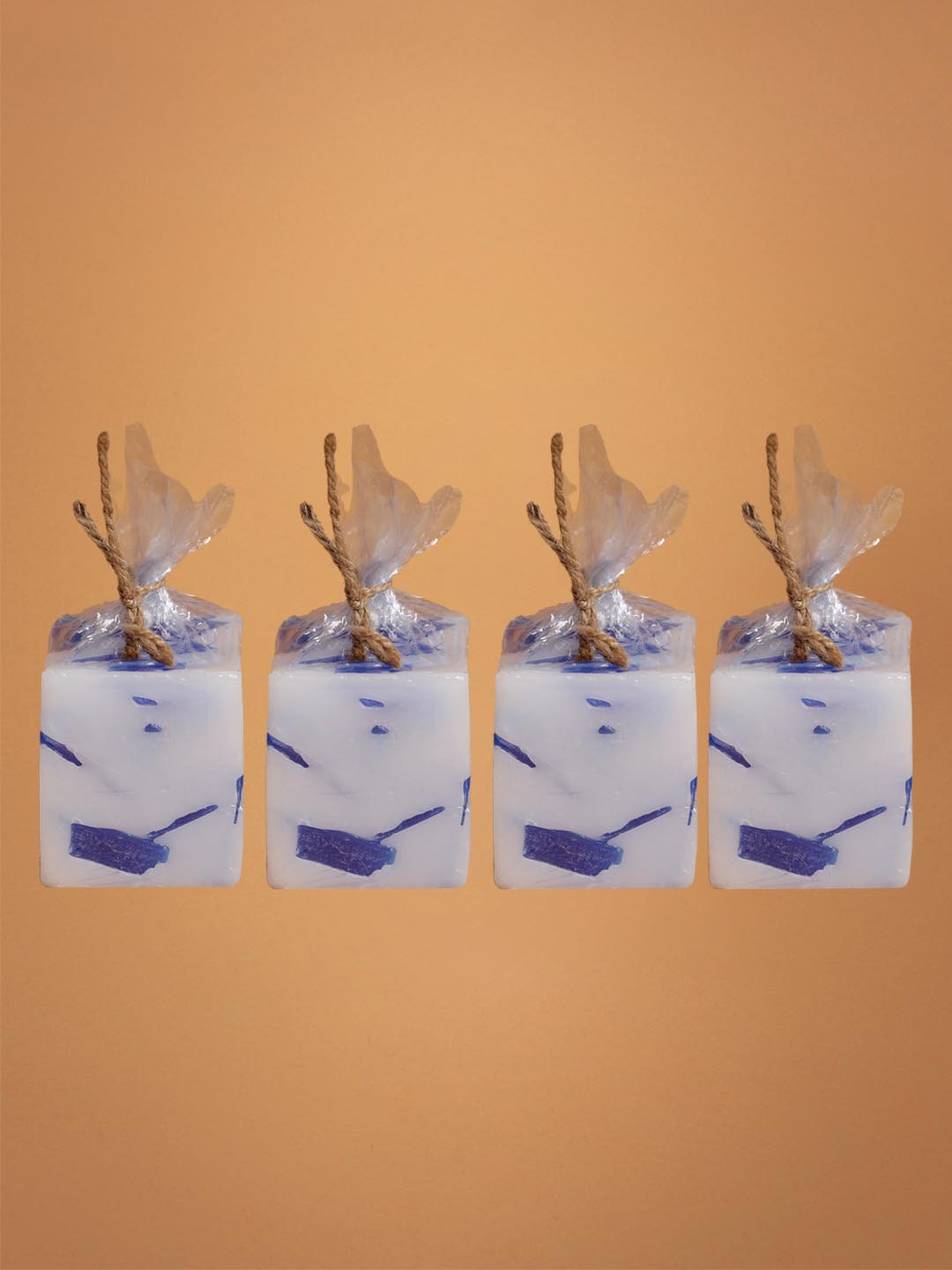 Blue Lavender Hand-Poured Scented Cube Candles - Set of 4
